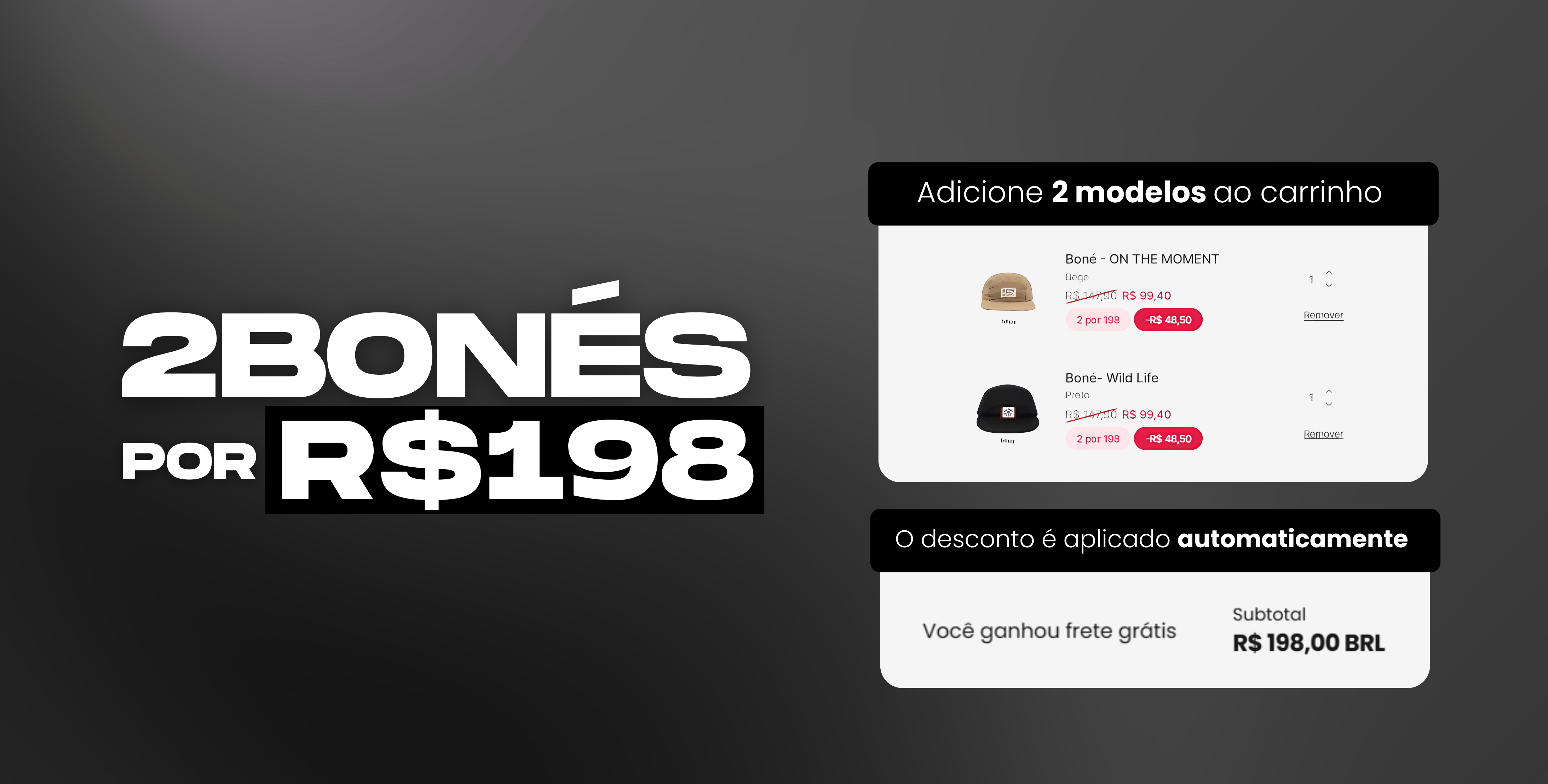 2 Bonés por R$198